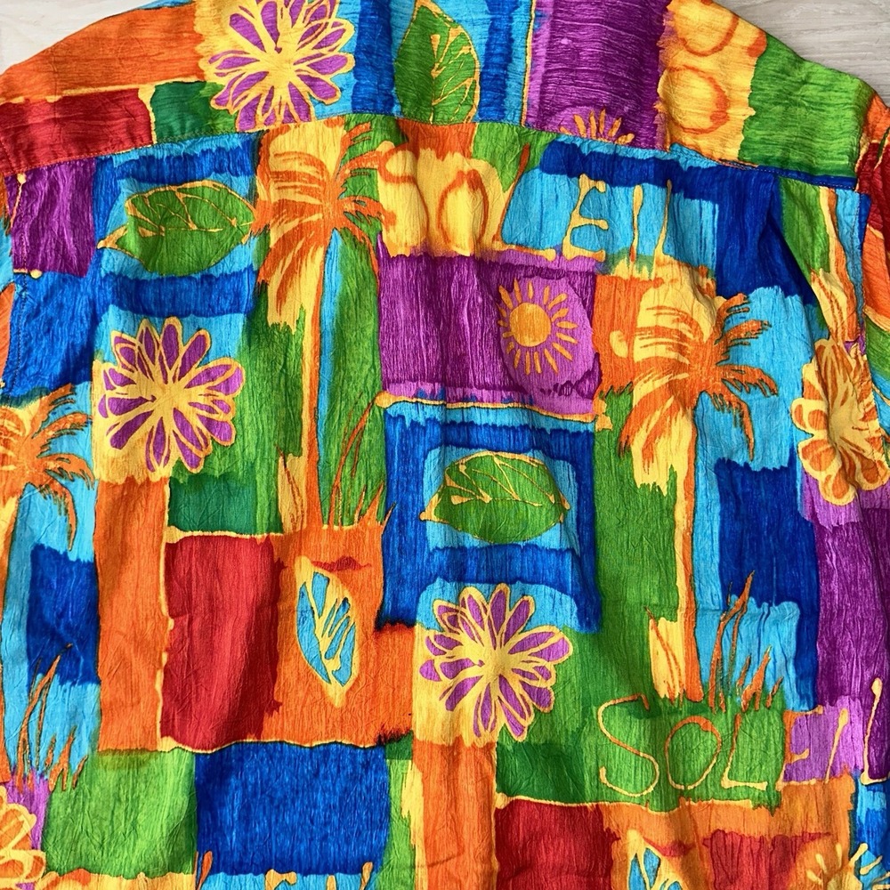 Vintage JAMS WORLD Rayon Button Up Shirt Men's L VIBRANT FLORAL Trisha - Picture 3 of 8